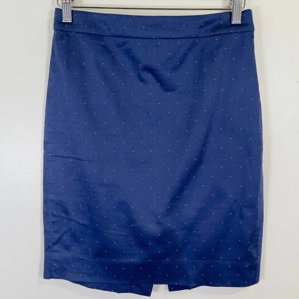 J.crew The Pencil Skirt Navy Red Polka Dot